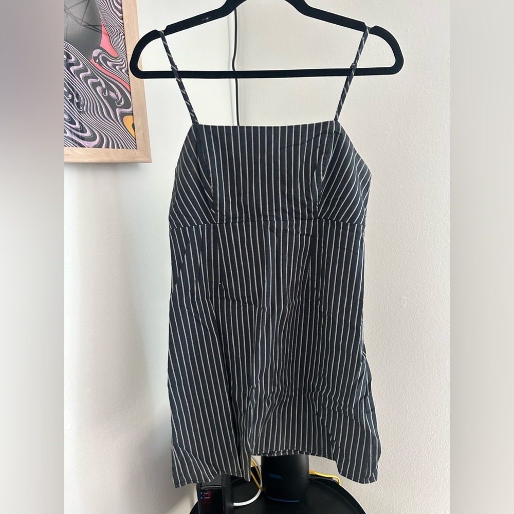 Striped Black and Grey Mini Dress 🖤
